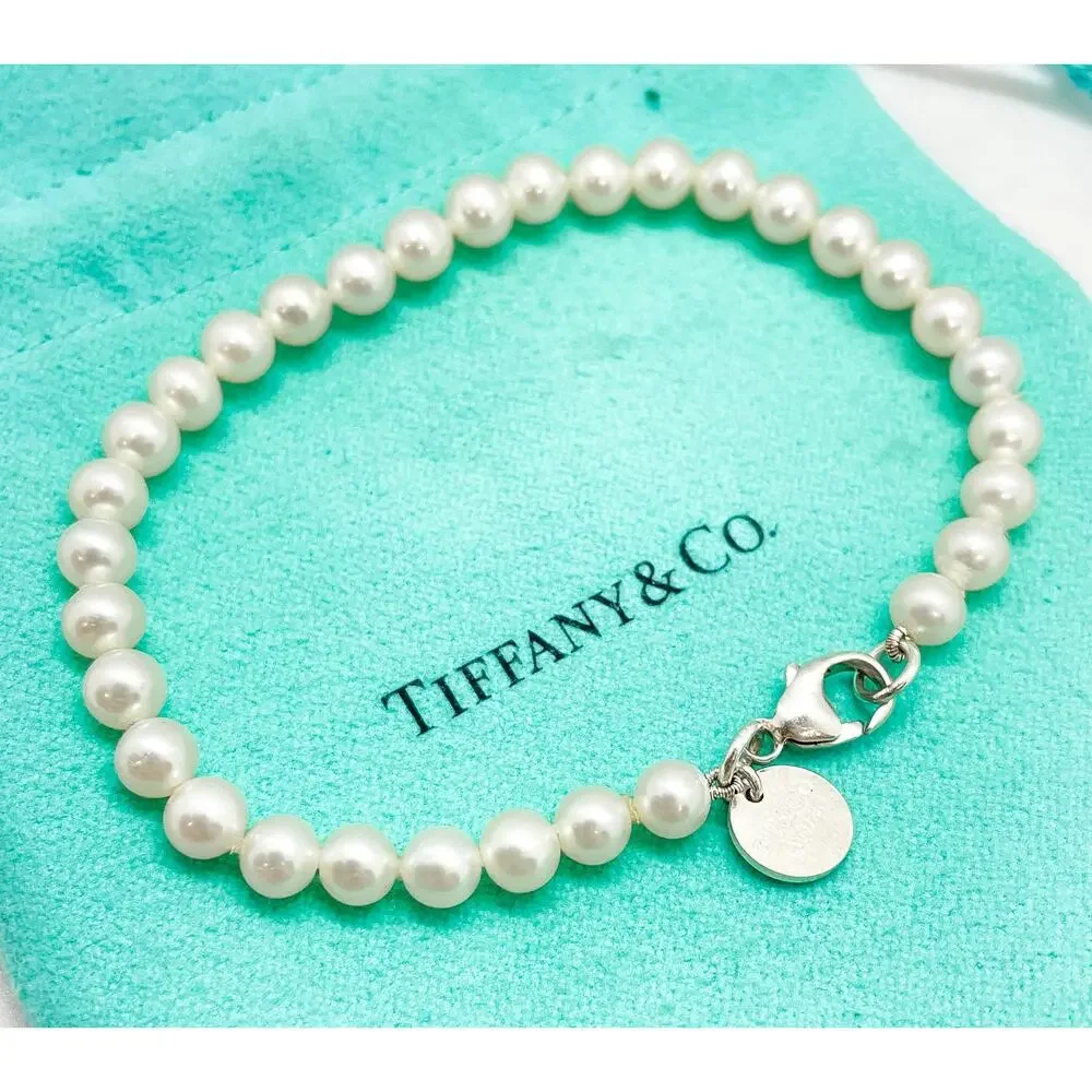 Tiffany & Co Ziegfeld 5mm Pearl Bracelet Sterling Silver 7